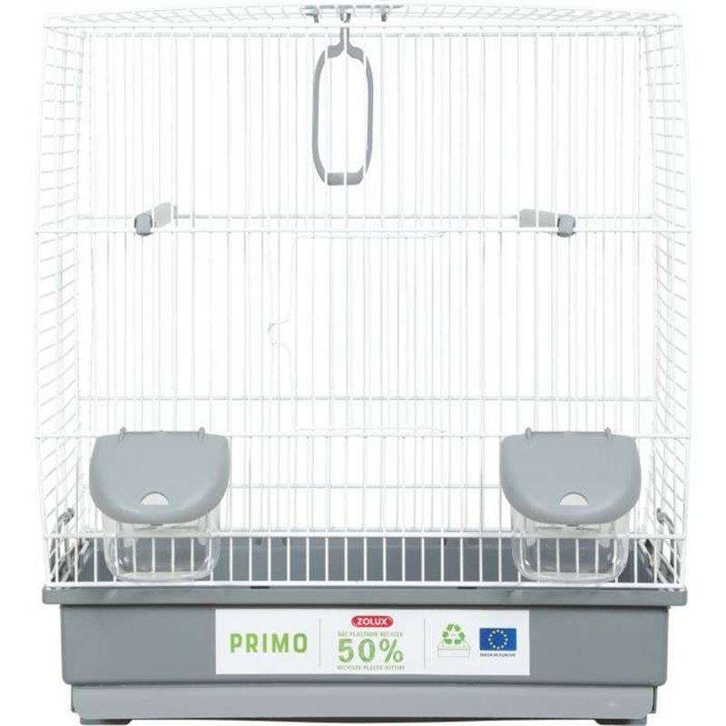 Image secondaire de la Cage pour oiseaux - Carla - Plastique recyclé - 2 perchoirs - 2 mangeoires - Balançoire