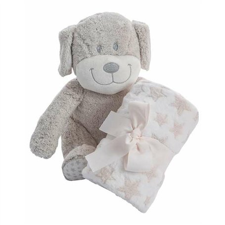 Coffret Bébé Coralina Jouet Peluche Couverture Chien 100 x 75 cm