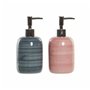 Distributeur de Savon DKD Home Decor Bleu Rose PVC Grès (2 pcs) (8 x 8 x 16 cm)