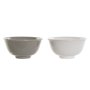 Bol DKD Home Decor Blanc Gris Porcelaine Vintage 12,5 x 12,5 x 6,5 cm 2 Pièces