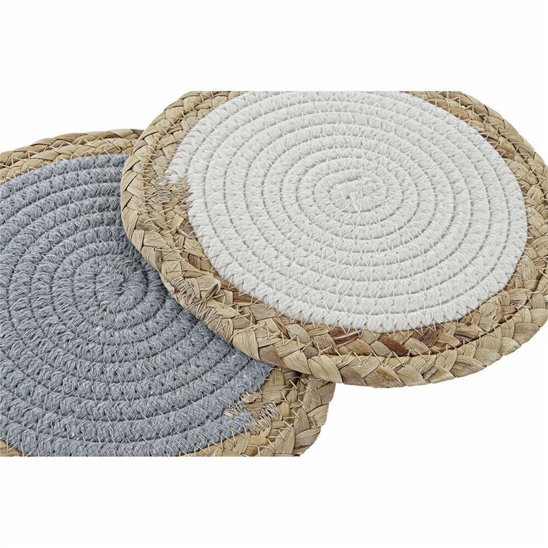 Image secondaire de Dessous de plat DKD Home Decor Individuel Coton Fibre (20 x 20 x 1 cm) (2 Unités)