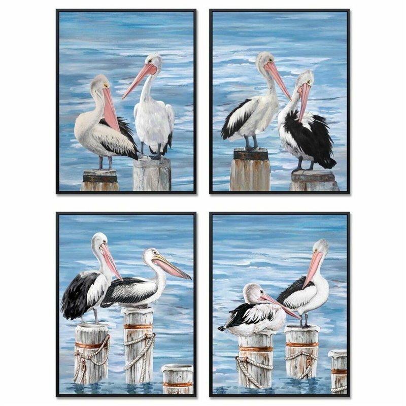 Cadre DKD Home Decor Oiseau méditerranéen (53 x 3,5 x 73 cm) (4 Unités)