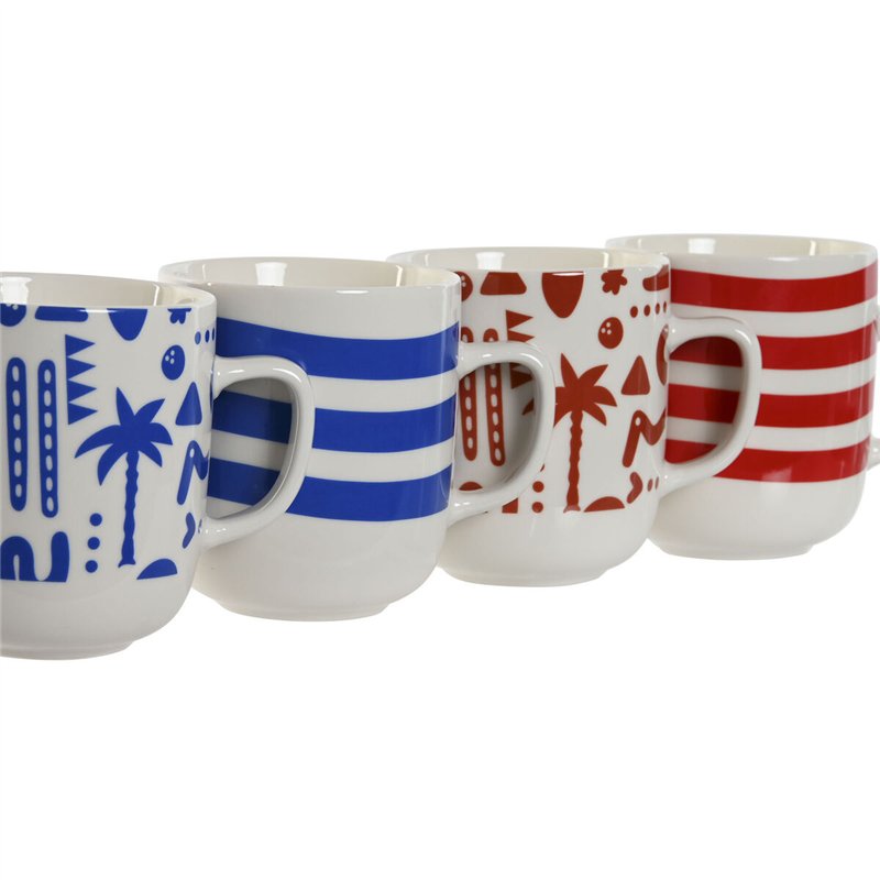 Image secondaire de Tasse mug Home ESPRIT Bleu Rouge Porcelaine Boho 380 ml (4 Unités)