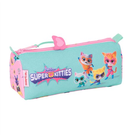 Fourre-tout SuperKitties Rose Turquoise 21 x 8 x 7 cm