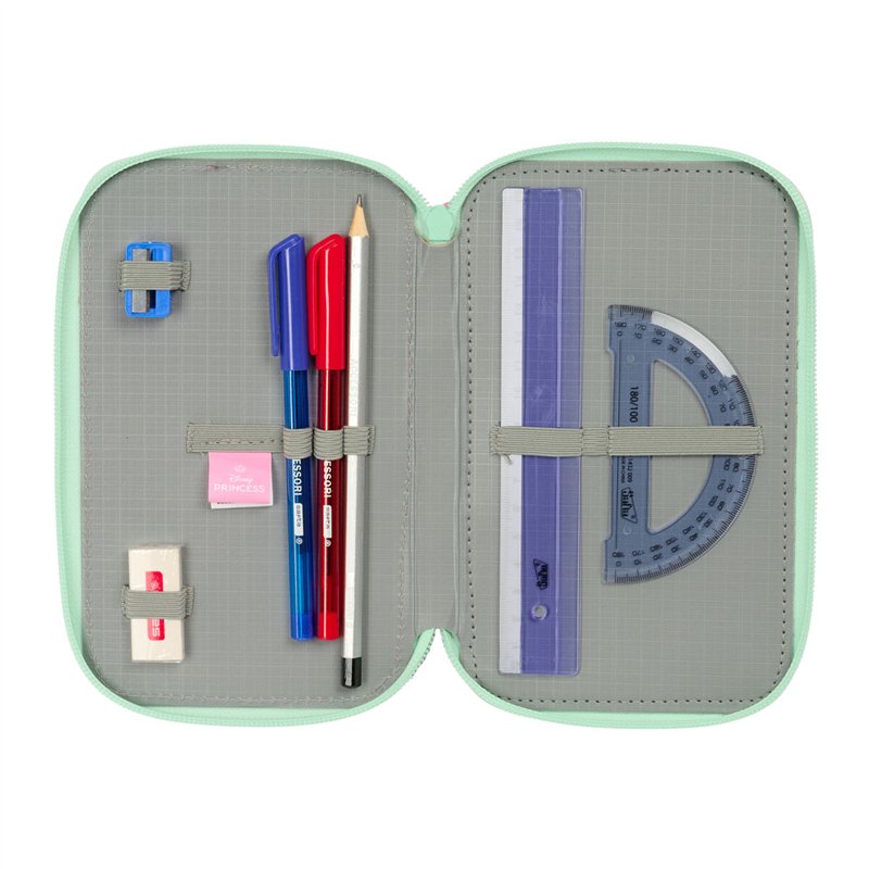 Image secondaire de Trousse Scolaire avec Accessoires Disney Princess Bloom Rose Aigue marine 12,5 x 19,5 x 5,5 cm 37 Pièces