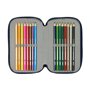 Pochette à crayons triple Sonic City Bleu 12,5 x 19,5 x 5,5 cm 37 Pièces