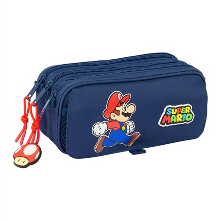 Trousse Fourre-Tout Triple Super Mario Trick Rouge Bleu foncé 21,5 x 10 x 8 cm