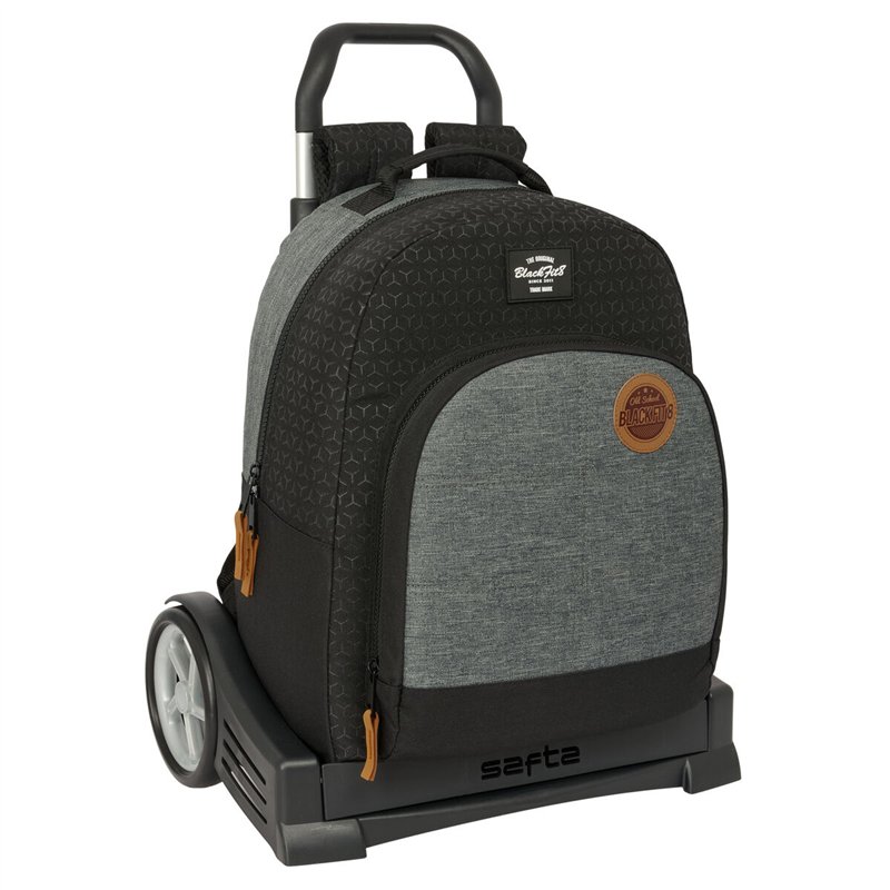 Cartable à roulettes BlackFit8 Old school Noir Gris 32 x 42 x 15 cm