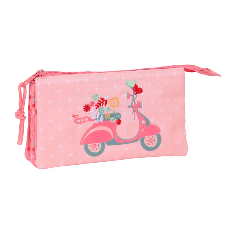 Trousse Fourre-Tout Triple Moos Passion Multicouleur 22 x 12 x 3 cm