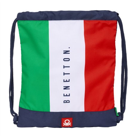 Sac à dos serré par des ficelles Benetton Flag Blue marine 35 x 40 x 1 cm