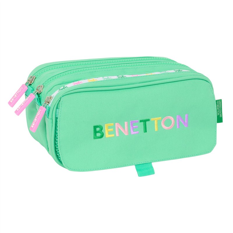 Trousse Fourre-Tout Triple Benetton Mint Vert 21,5 x 10 x 8 cm