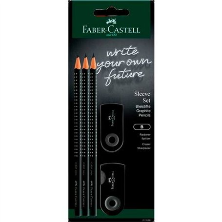 Ensemble d'Écriture Faber-Castell Noir Triangulaire B 5 Pièces