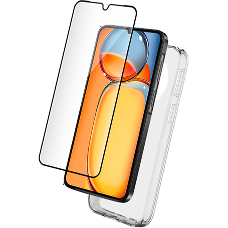 Pack 2 en 1 Coque Xiaomi Redmi 14C 4G Souple Transparente + Protège écran 2.5D + SmartFrame - Certifié GRS Bigben