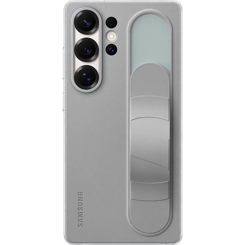 Coque Samsung Galaxy S25 Ultra Silicone Grip avec Lanière Fonction Stand Grise Samsung