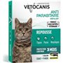 Collier répulsif anti-tiques et puces - VETOCANIS - Noir Reflechissant pour Chat