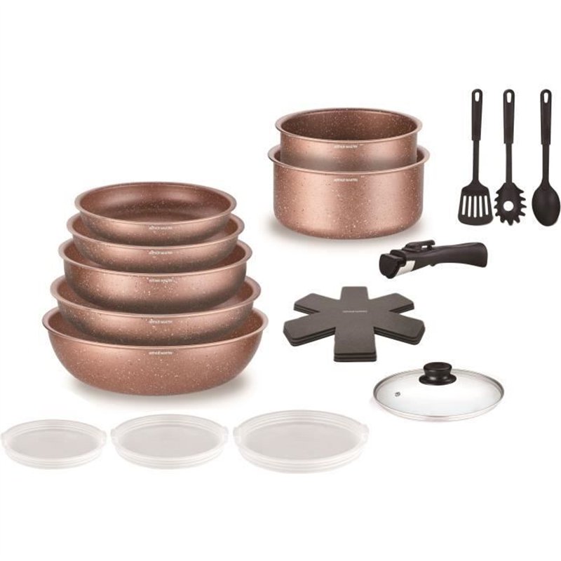 Batterie de cuisine induction - Arthur Martin - AM5865 - Aluminium - 18 pieces - Poignée amovible - Tous feux dont induction