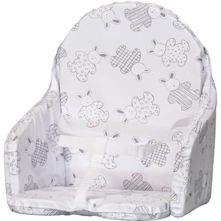 Coussin de chaise avec sangles - BAMBISOL - Plaque mousse centrale - Motif Lapin argenté