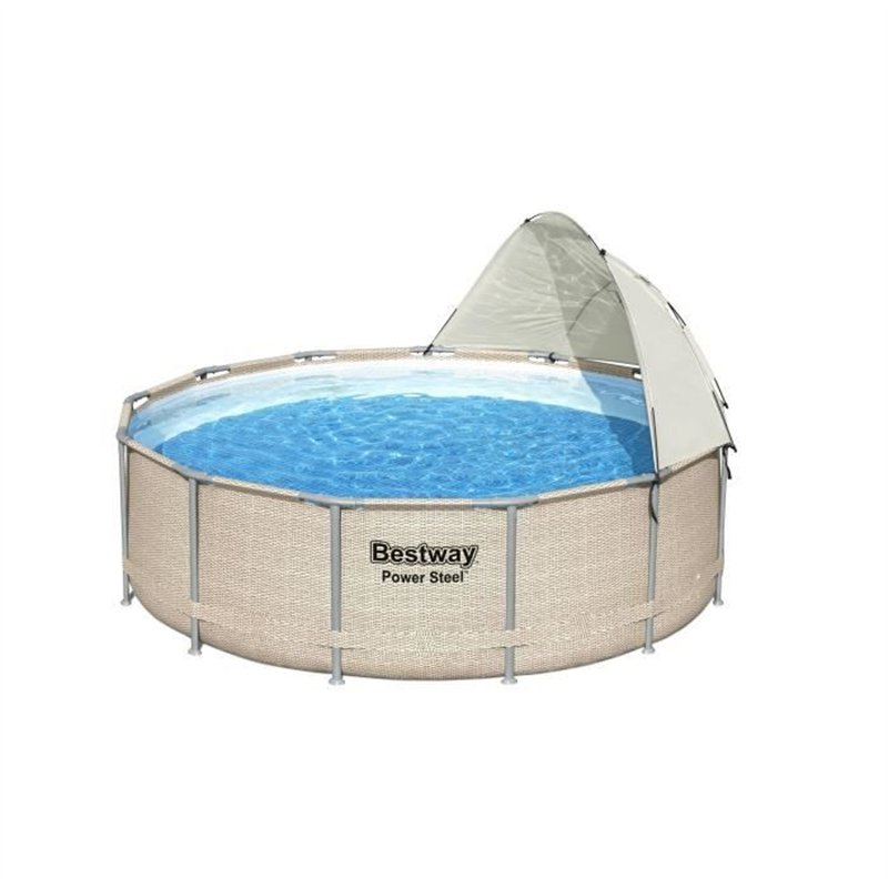 BESTWAY - Auvent pour piscine ronde - Diamètre entre 305 cm et 549 cm - Gris