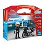 PLAYMOBIL - Valisette Motard de Police - Garçon - 13 éléments - A partir de 4 ans