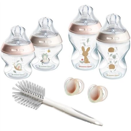 Tommee Tippee - Biberons Coffret Naissance Natural Start, Anti-Colique, Auto-stérilisant, Rose