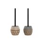 Brosse de salle de wc Home ESPRIT Noir Gris Crème Fibre Dolomite 11 x 11 x 38 cm (2 Unités)
