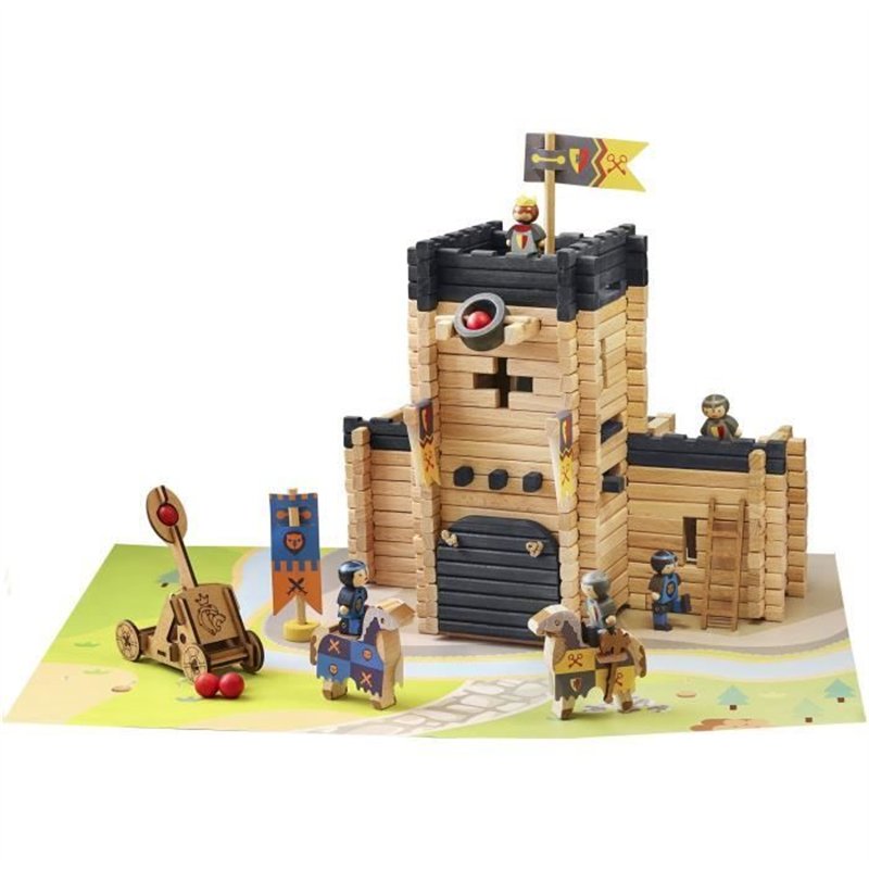 Image secondaire de Jeu de construction - Jeujura - 8028 - Château fort - Catapulte - 270 pieces en bois