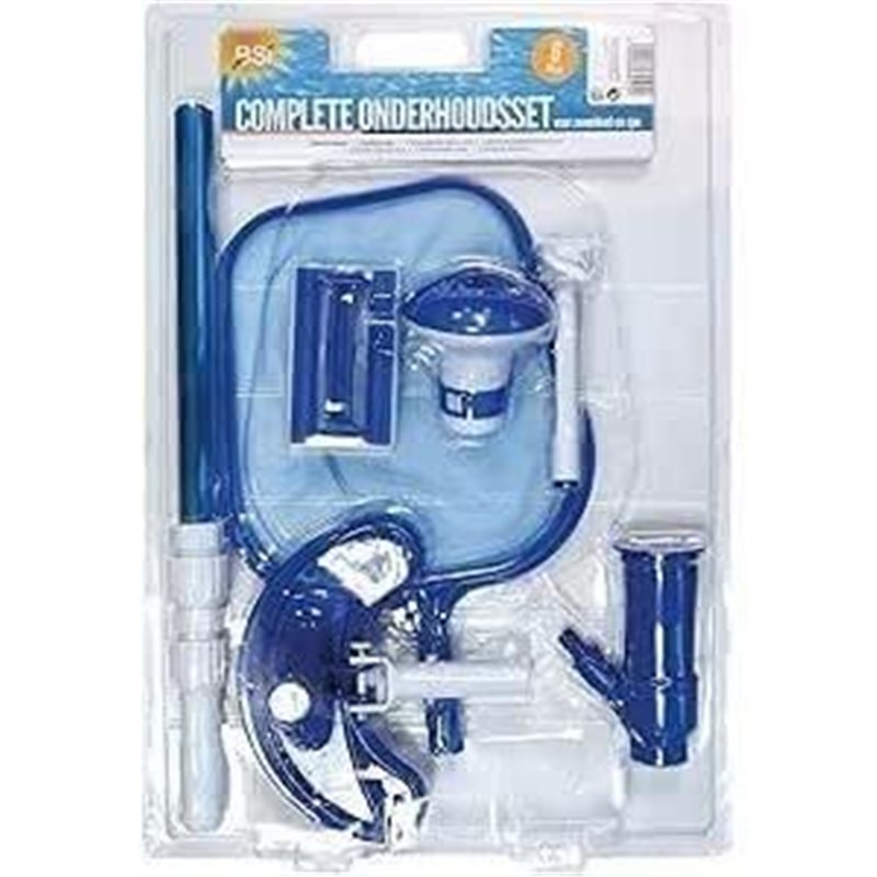 Entretien piscine - BSI - Kit 6 articles - Aspirateur de fond - Manche 1,5m - Éponge - Flotteur - Thermometre - Épuisette
