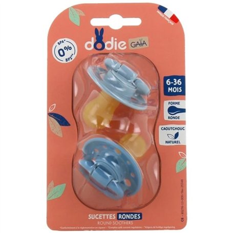 Sucettes-Dodie Gaia Sucettes Rondes 6-36M X2 (Couleur : Bleu)