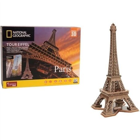 Puzzle 3D - Tour Eiffel - Jeu de construction - EXPLORA - 80 pieces - Des 8 ans