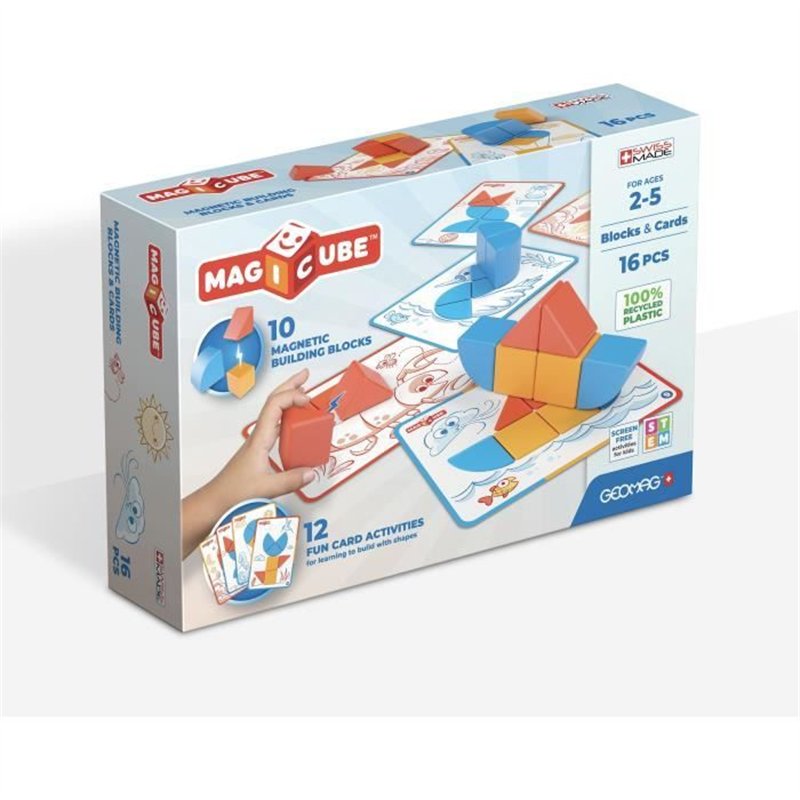 Blocs magnétiques - GEOMAG - Magicube Blocks & Cards - 16 pieces - Éducatif - Plastique recyclé