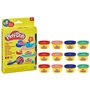 Play-Doh Pack de 12 L'imagination en fete, autocollants et pots de pâte a modeler de 28 g, petits cadeaux, loisirs créatifs pour