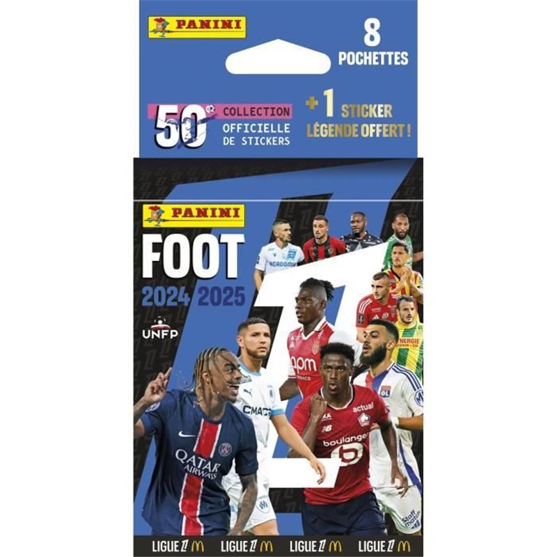 Blister stickers - PANINI - Foot Ligue 1 2024-2025 McDonald's - 8 pochettes + 1 sticker légende