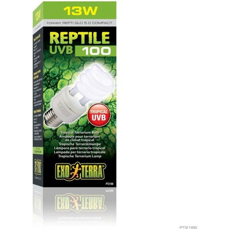 Ampoule fluocompacte UVB pour terrarium - EXO TERRA - Reptile UVB 100 - Climat tropical et subtropical 13W