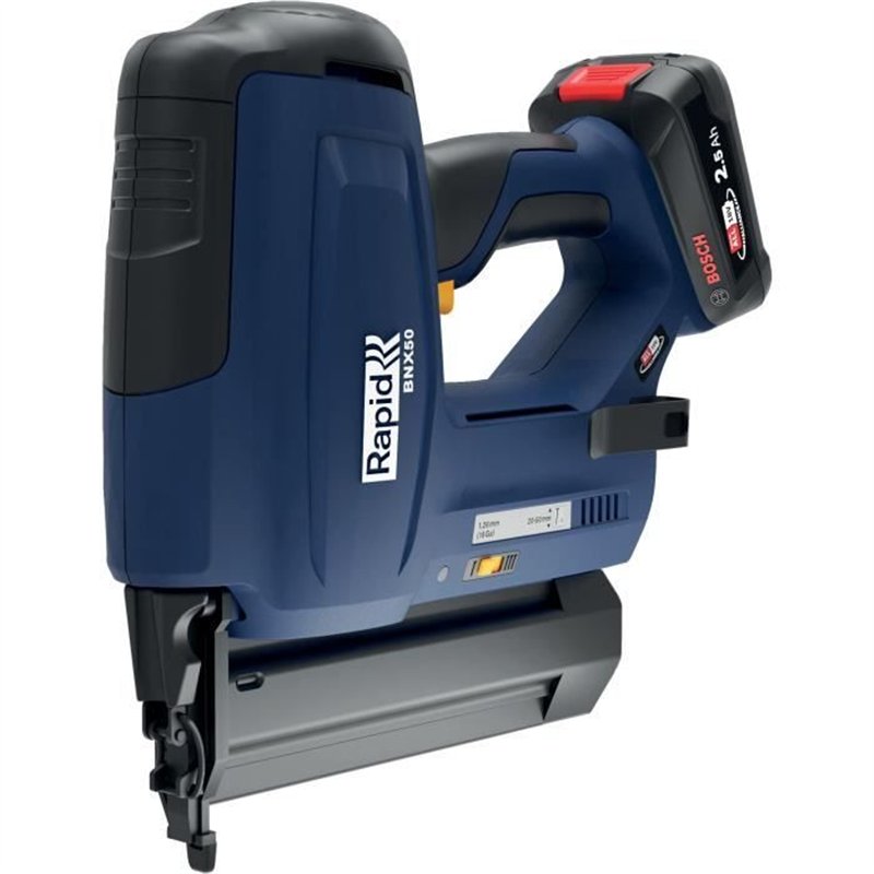 Cloueur a batterie 18V pour 8/20-50mm - RAPID - BNX50 - Coffret + batterie 2.5Ah + chargeur