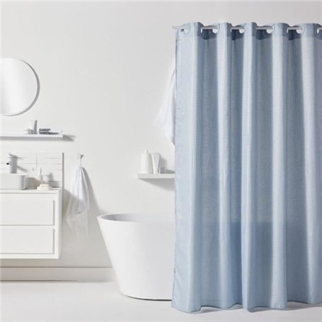 Rideau de douche gauffré - Blue - Polyester - 180 x 200 cm - 12 crochets - UTILITY - TODAY