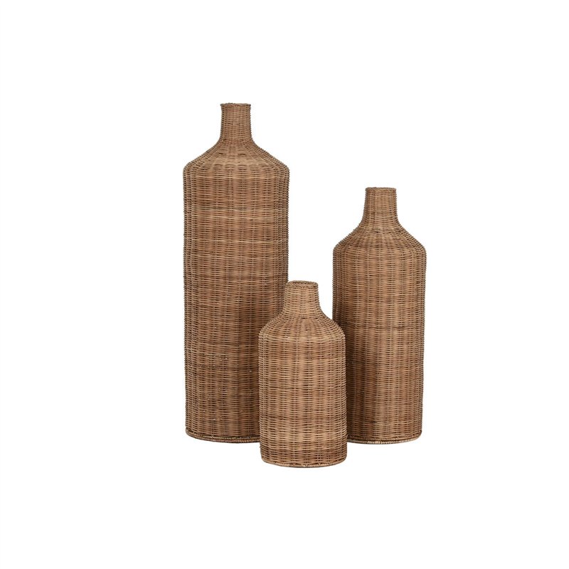 Image secondaire de Ensemble de 3 Vases Home ESPRIT Marron Métal Naturel 25 x 25 x 82 cm (3 Pièces)