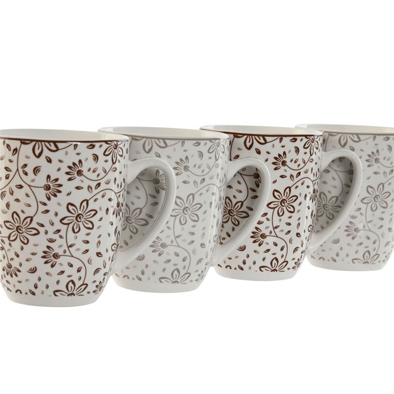 Image secondaire de Ensemble de 4 mugs Home ESPRIT Marron Beige Fleurs 340 ml