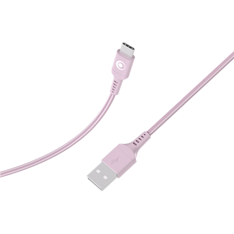 Câble Tissé USB A / USB C 3A 1.2m FastCharge 15W Rose Bigben