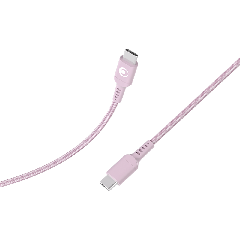 Câble Tissé USB C / USB C 3A 1.2m PD 60W Rose Bigben
