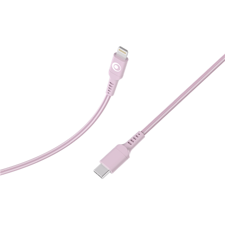 Câble Tissé USB C / Lightning 3A 1.2m PD 60W Rose Bigben