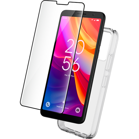 Pack 2 en 1 Coque TCL 501 Souple Transparente + Protège écran 2.5D + SmartFrame - Certifié GRS Bigben