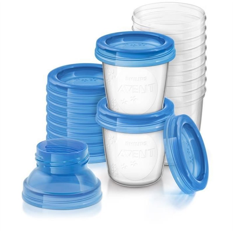 Pots de conservation - PHILIPS AVENT - Lait maternel - 10 pots 180ml + 2 adaptateurs