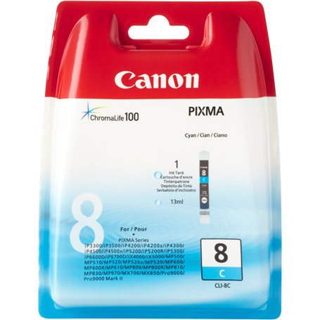 Canon CLI-8 Cartouche C Cyan (Pack plastique sécurisé)