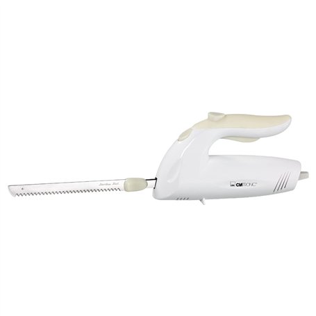 Clatronic EM 3062 — Couteau électrique dentelé en acier inoxydable, 150 W, blanc