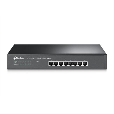 TP-Link TL-SG1008 8-Port Gigabit Ethernet Switch, Desktop/Rack-Mount, Steel Case, Lifetime Warranty, Black