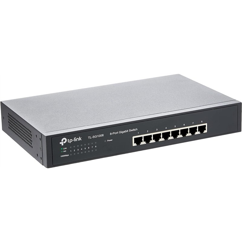 Image secondaire de TP-Link TL-SG1008 8-Port Gigabit Ethernet Switch, Desktop/Rack-Mount, Steel Case, Lifetime Warranty, Black