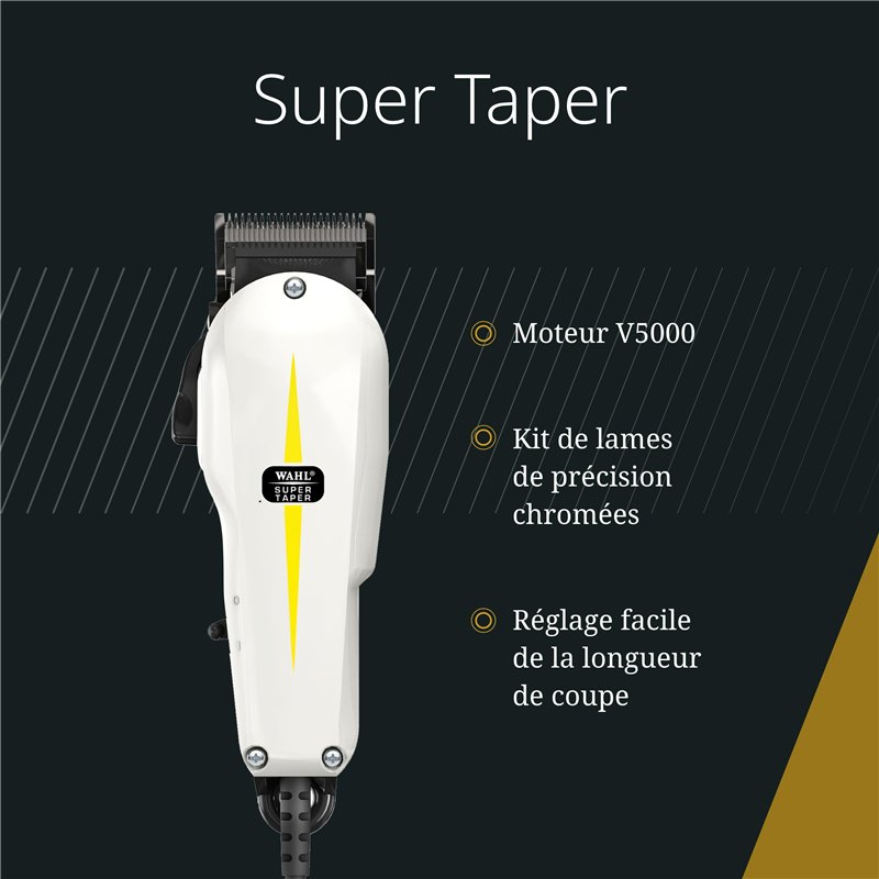 Image secondaire de Wahl Super Taper - Tondeuse à cheveux professionnelle - Pour l'épilation et l'effilage, noir/blanc