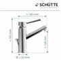 SCHÜTTE Mitigeur de lavabo Cornwall, batterie de salle de bains, robinet pour la salle de bains, mitigeur avec vidage, chrome, m