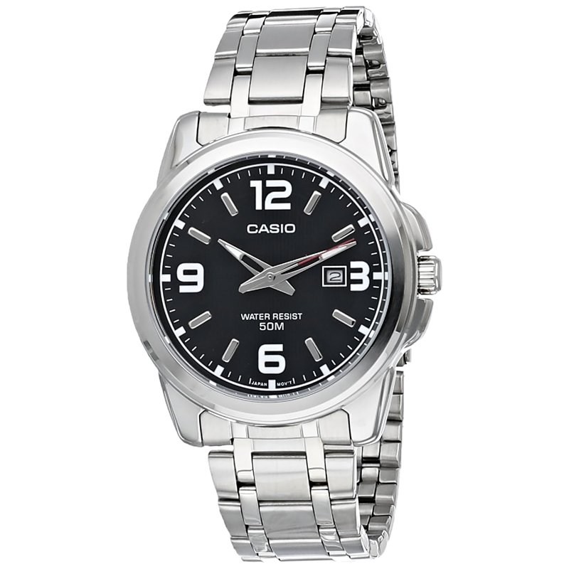 Casio - MTP-1314D-1A - Classic - Montre Homme - Quartz Analogique - Cadran Noir - Bracelet Acier Gris