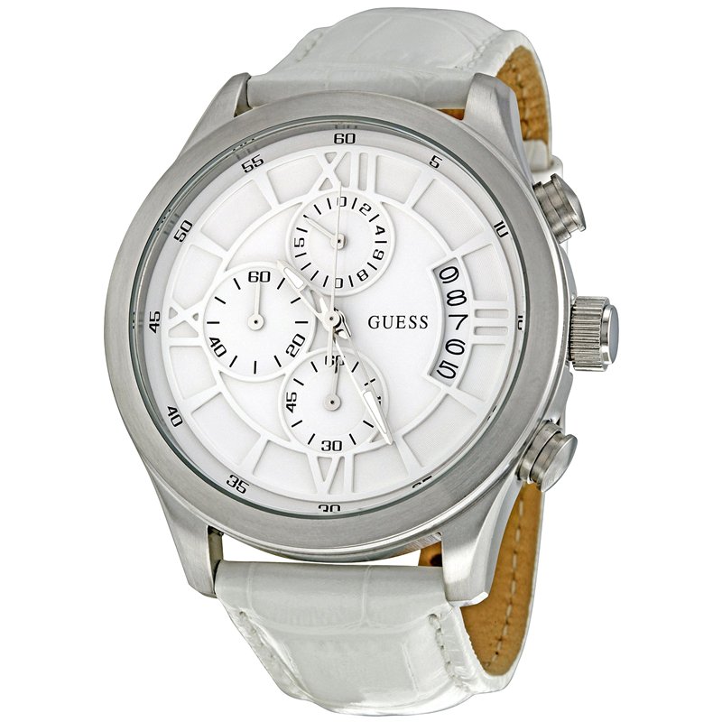 Guess - W12101G1 - Montre homme - Quartz Chronographe - Cadran Blanc - Bracelet Blanc